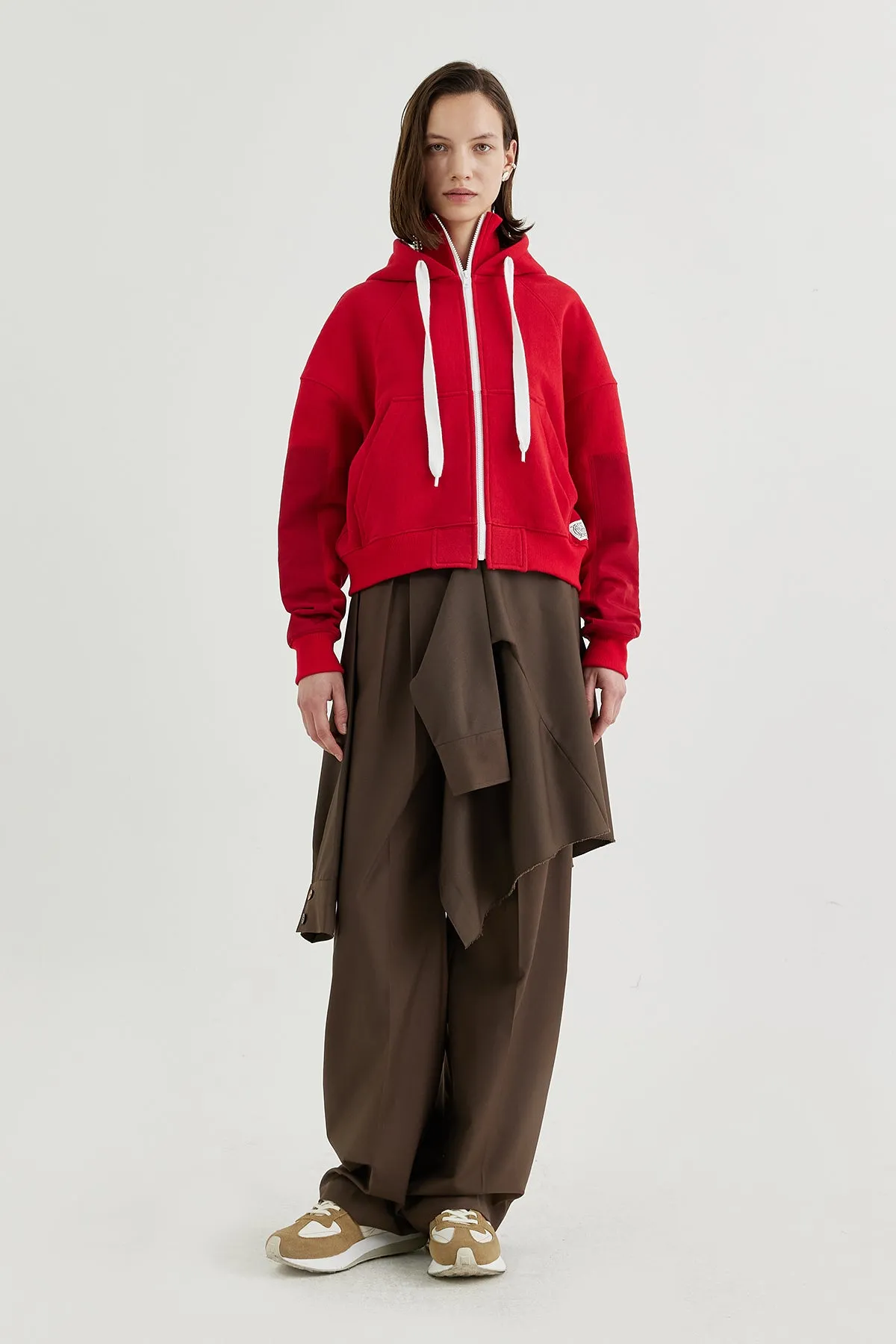 Hooded high-neck track jacket