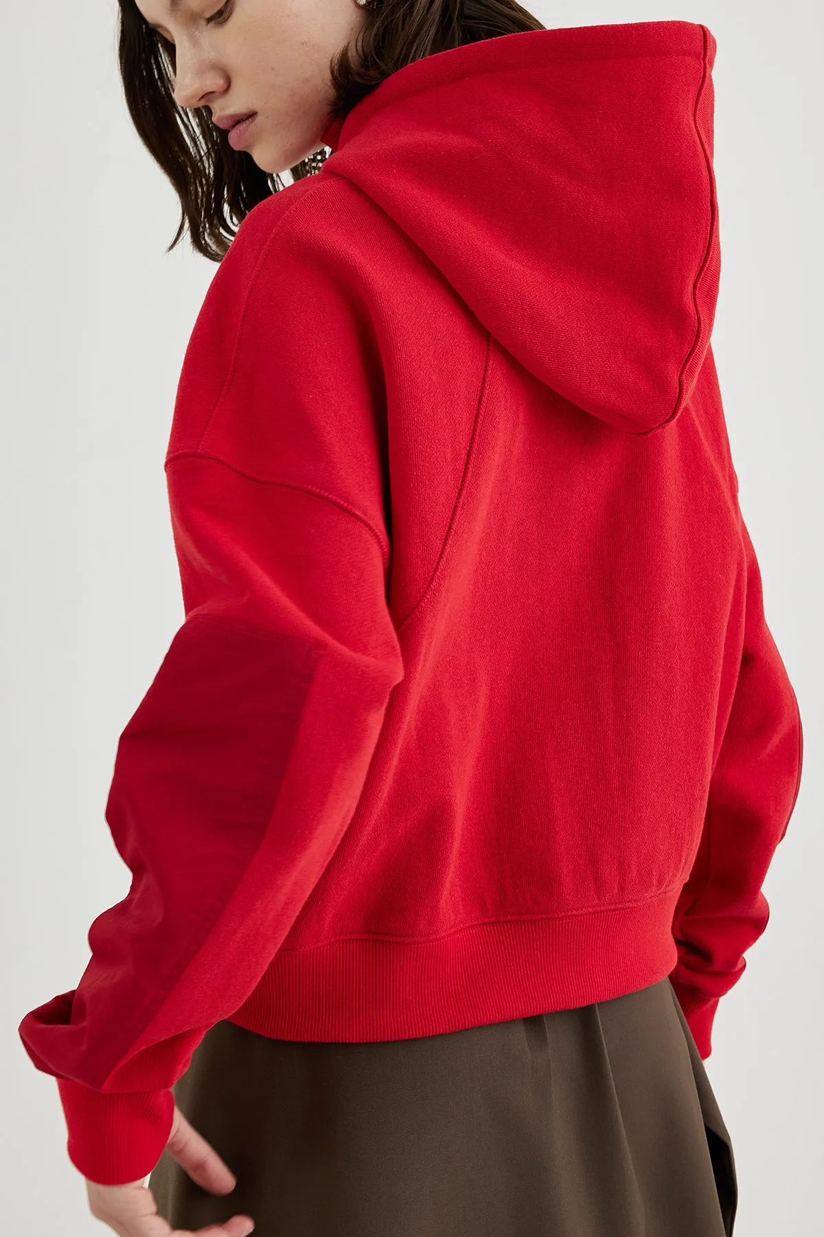 Hooded high-neck track jacket