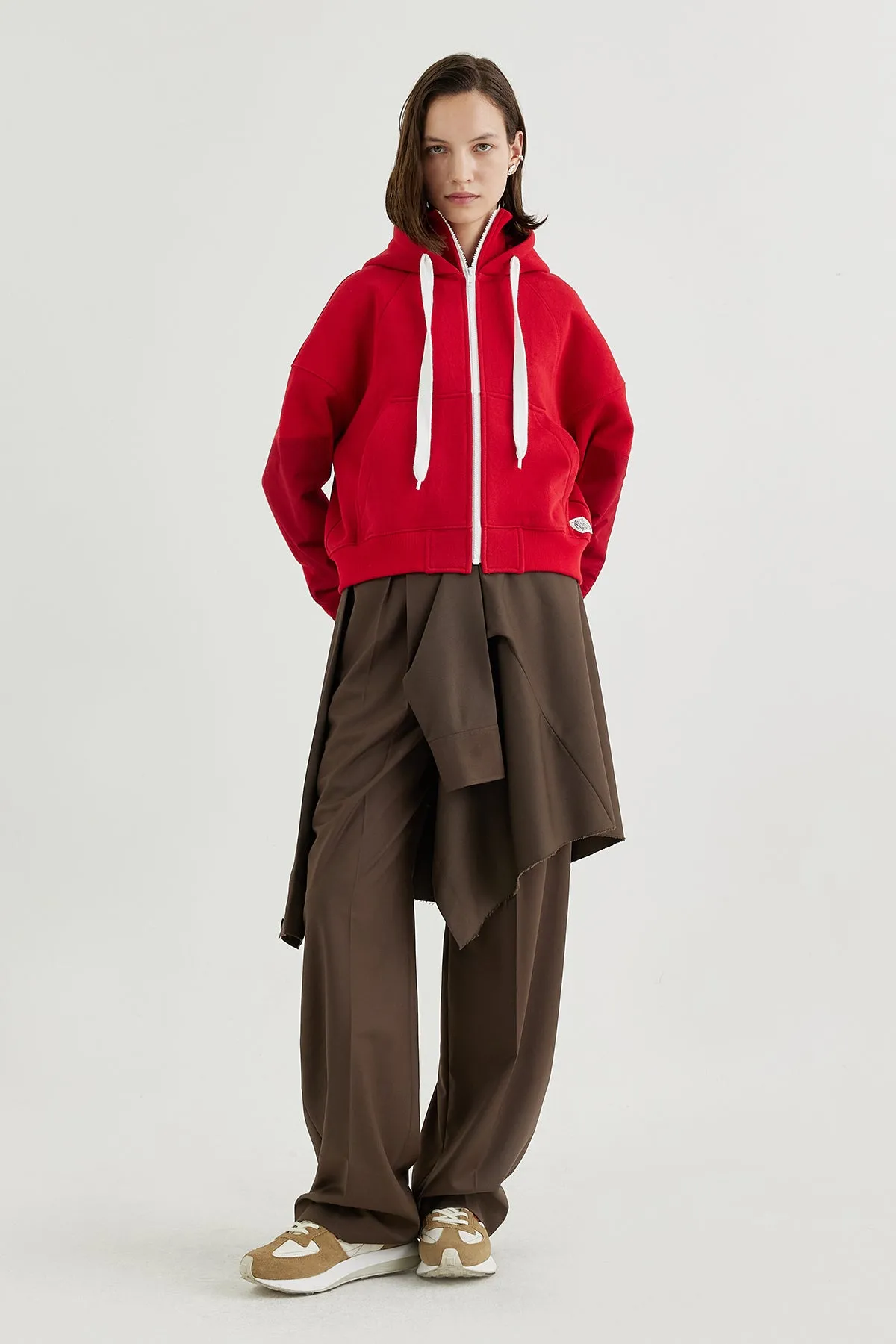Hooded high-neck track jacket