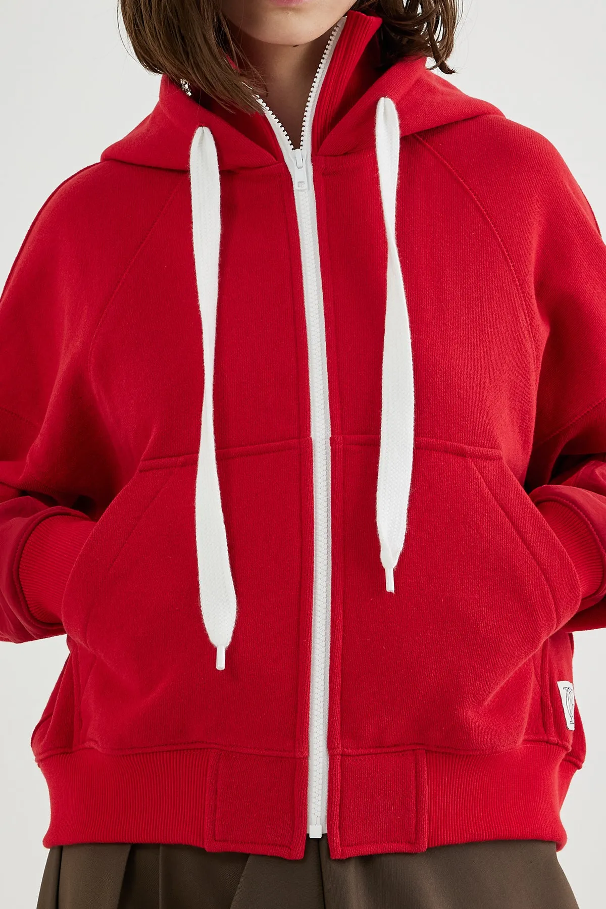 Hooded high-neck track jacket