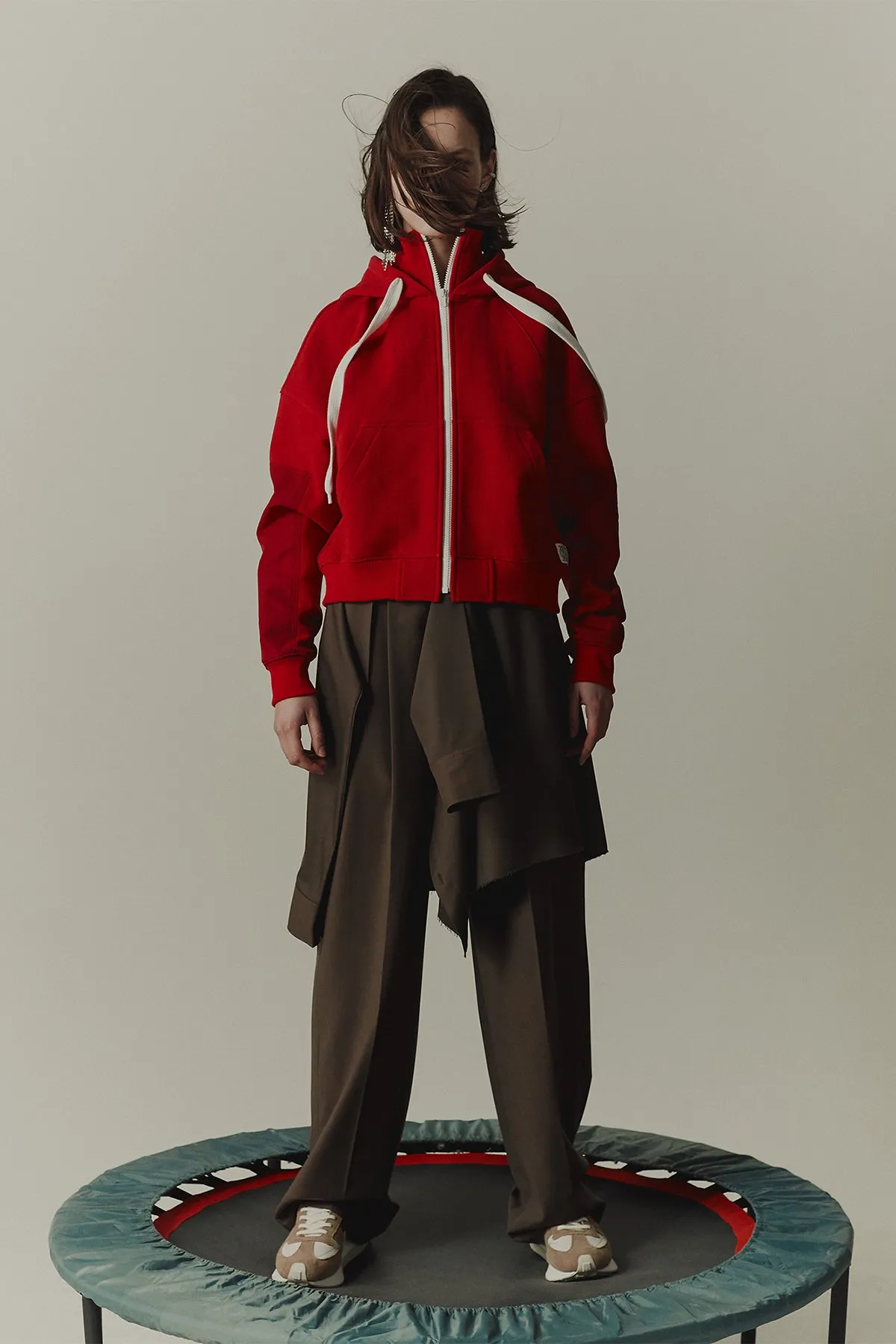 Hooded high-neck track jacket