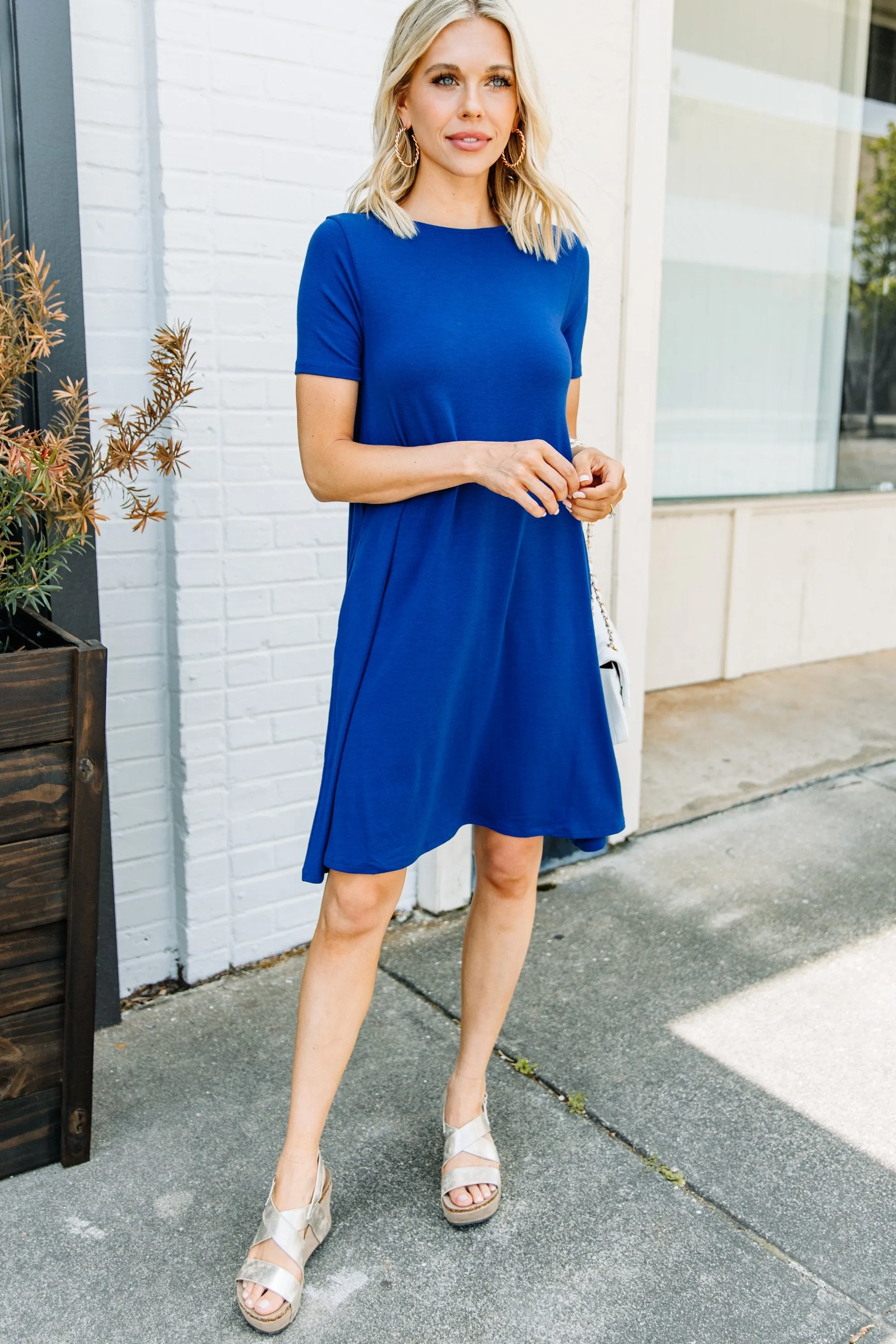 In Your Feelings Mid Navy Blue Flared Dress