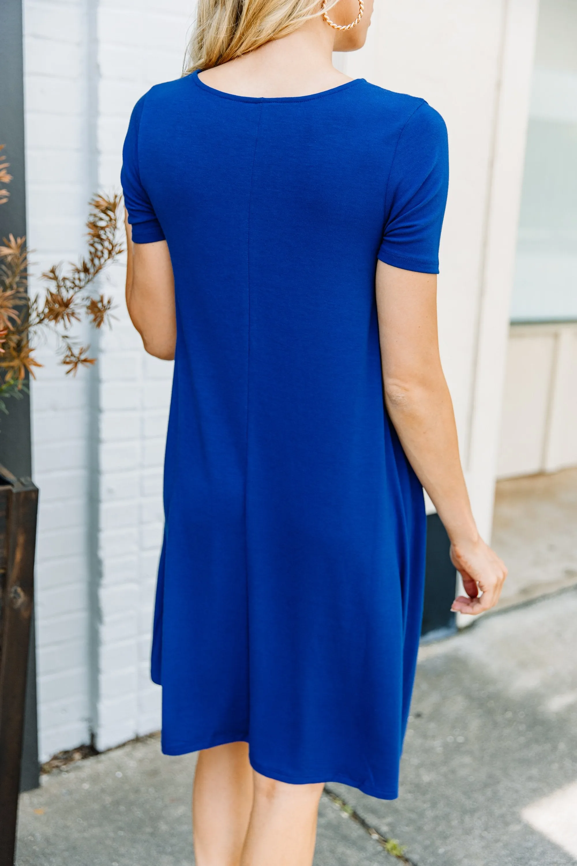 In Your Feelings Mid Navy Blue Flared Dress