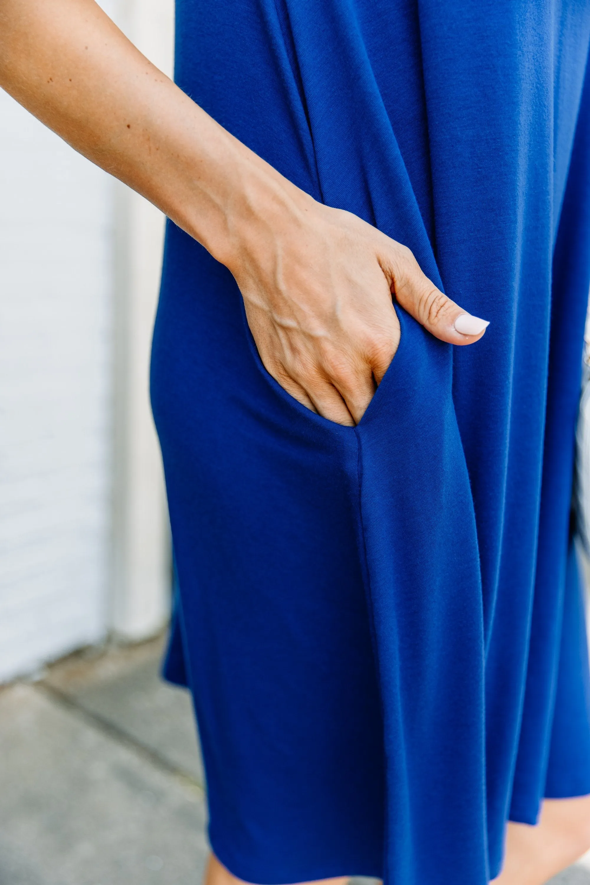 In Your Feelings Mid Navy Blue Flared Dress