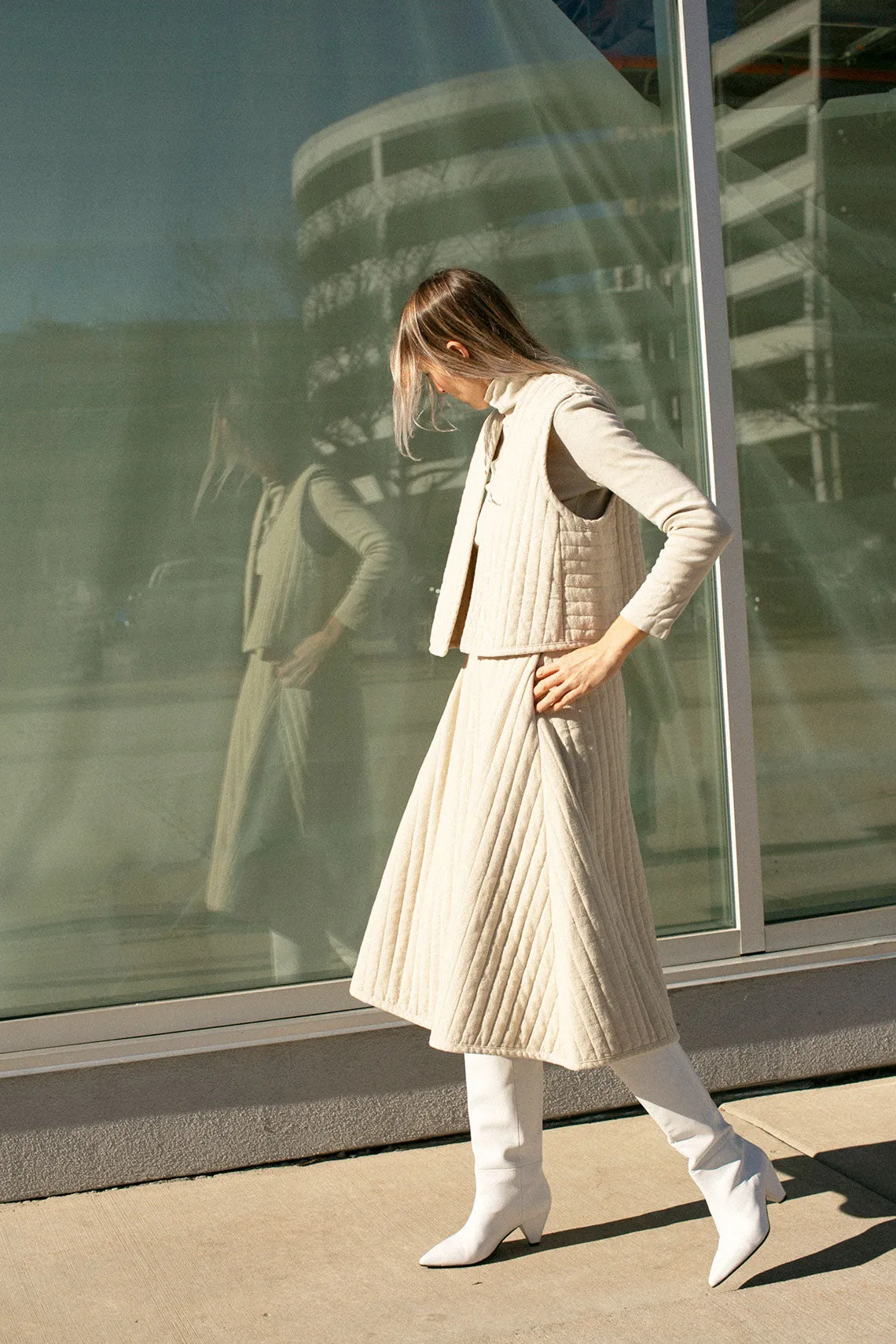 Ivory Quilted Skirt