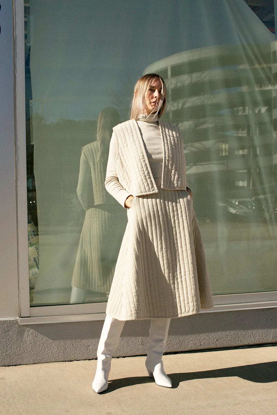 Ivory Quilted Skirt