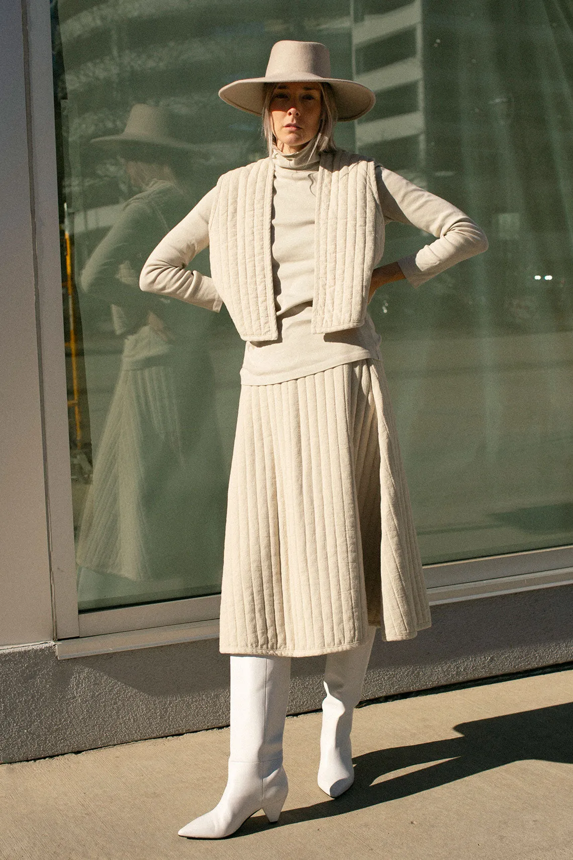 Ivory Quilted Skirt