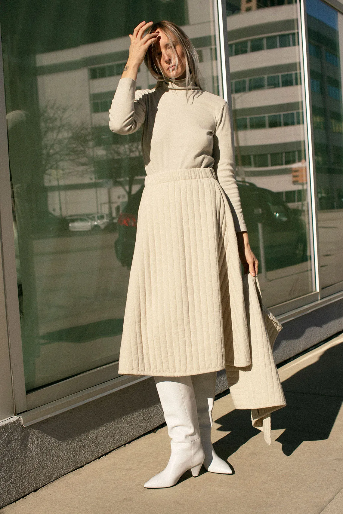 Ivory Quilted Skirt
