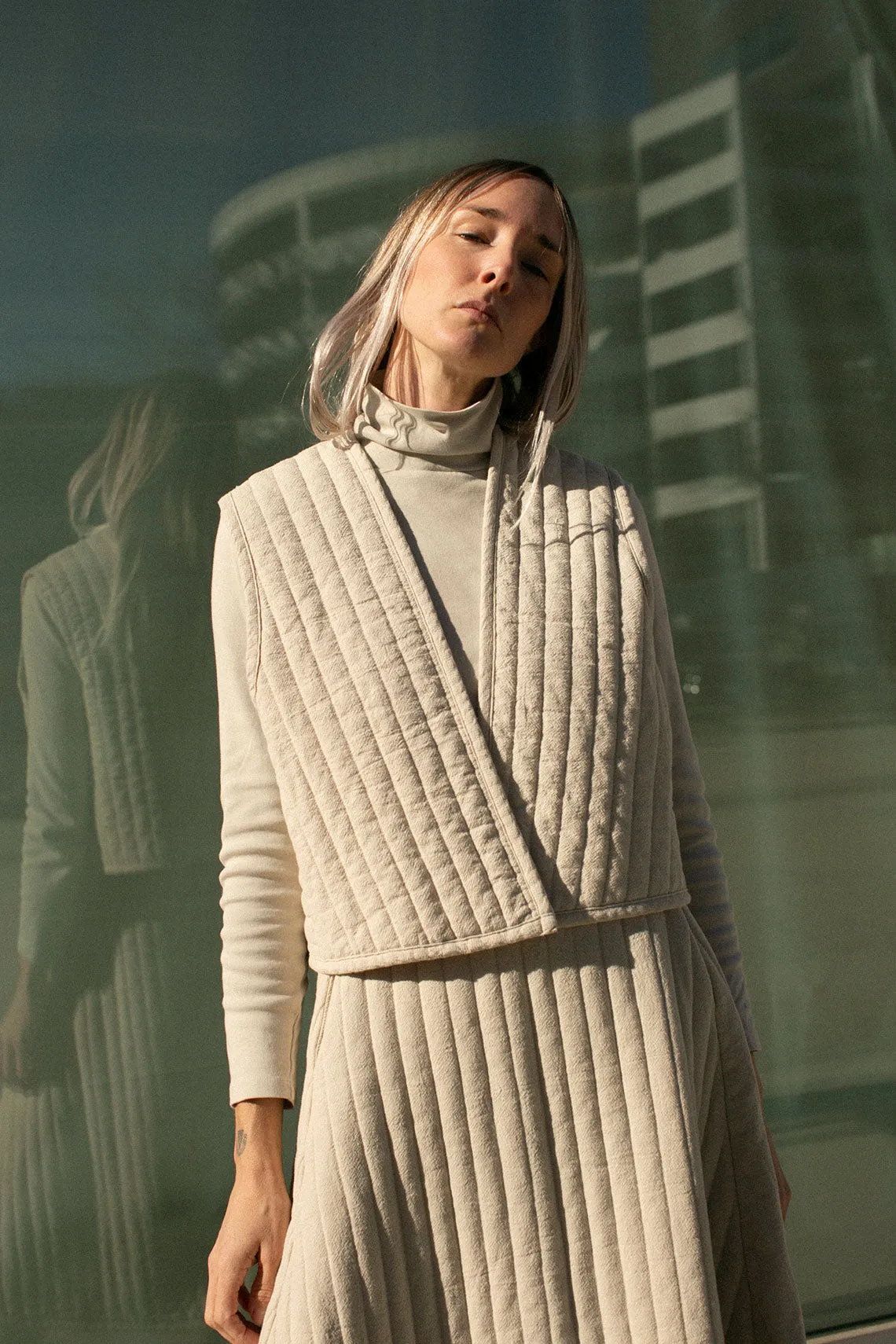 Ivory Quilted Skirt
