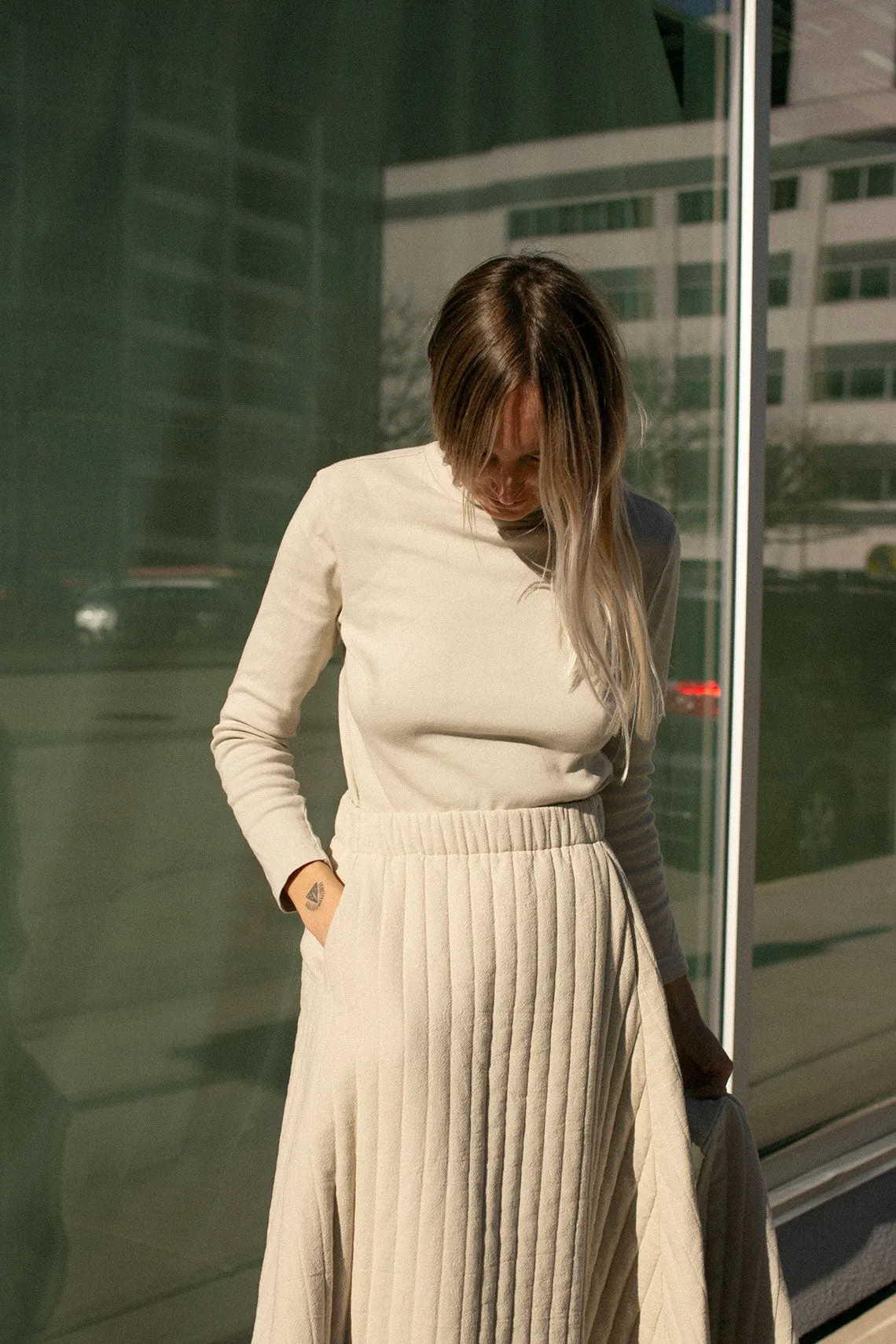 Ivory Quilted Skirt
