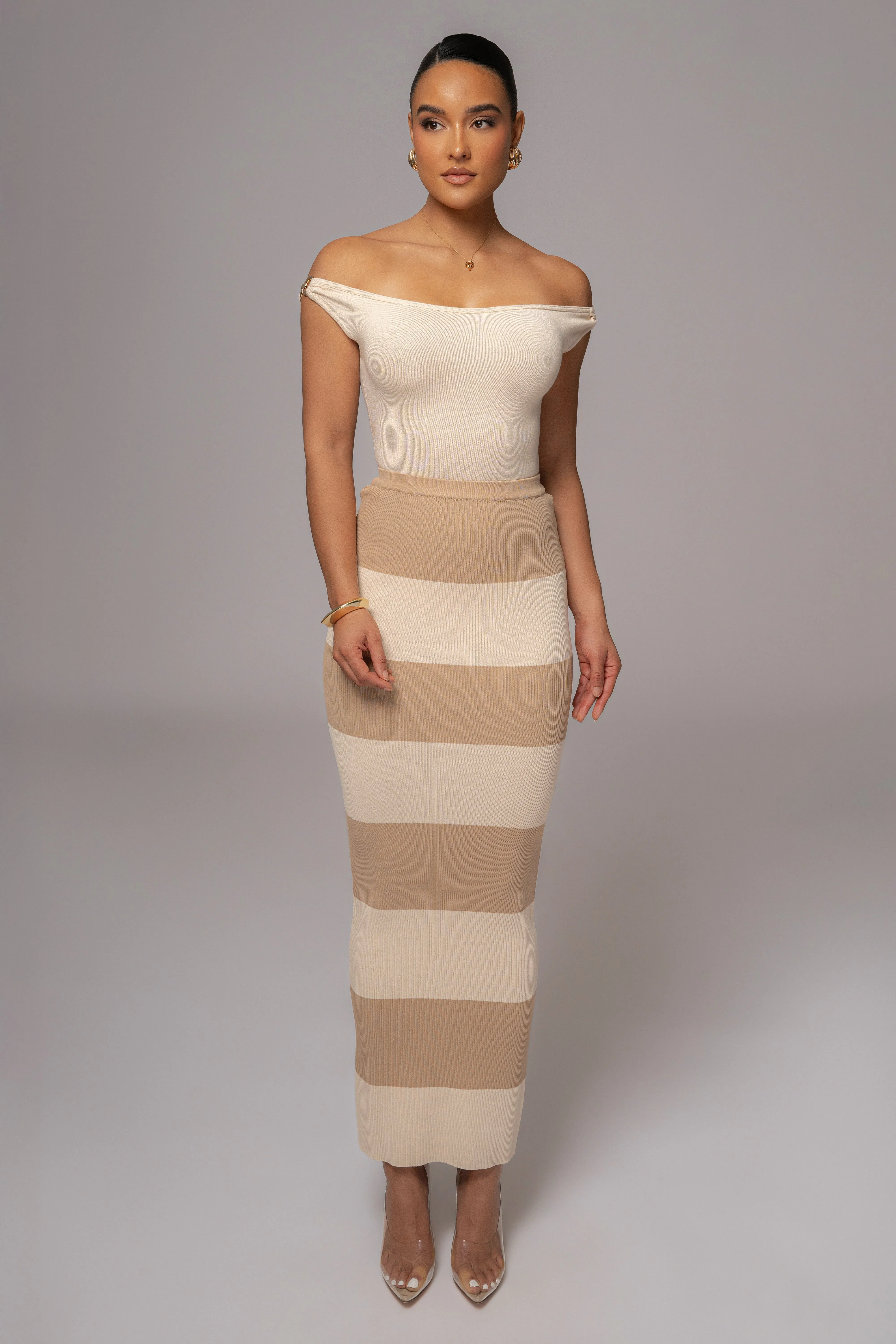 Ivory/Beige Jaide Maxi Knit Skirt