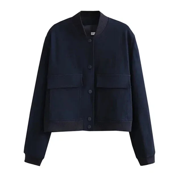 Ivyshape | Casual Bomber Jacket In Short Form