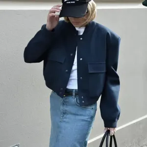 Ivyshape | Casual Bomber Jacket In Short Form