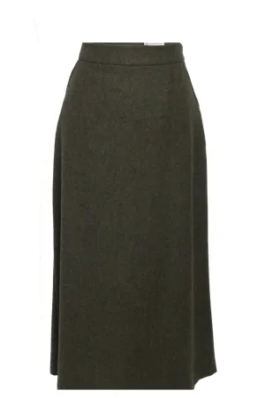 Kelly | Long Green Herringbone Skirt