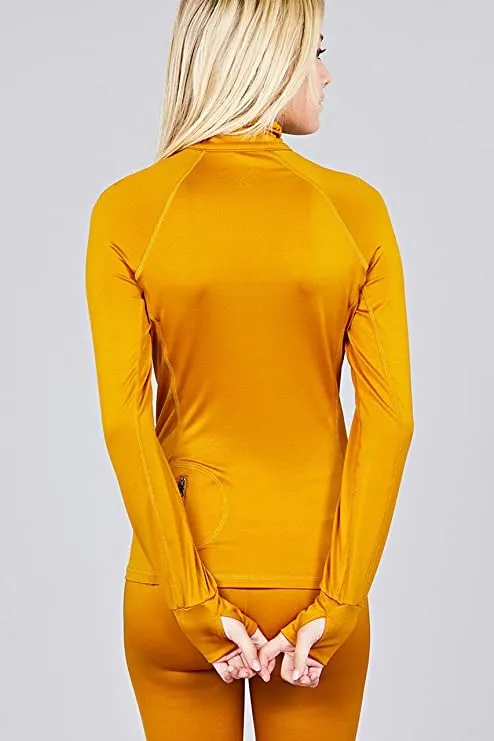 Khanomak Women's Long Sleeve Zip Up Athletic Wear Sweater Work Out Jacket
