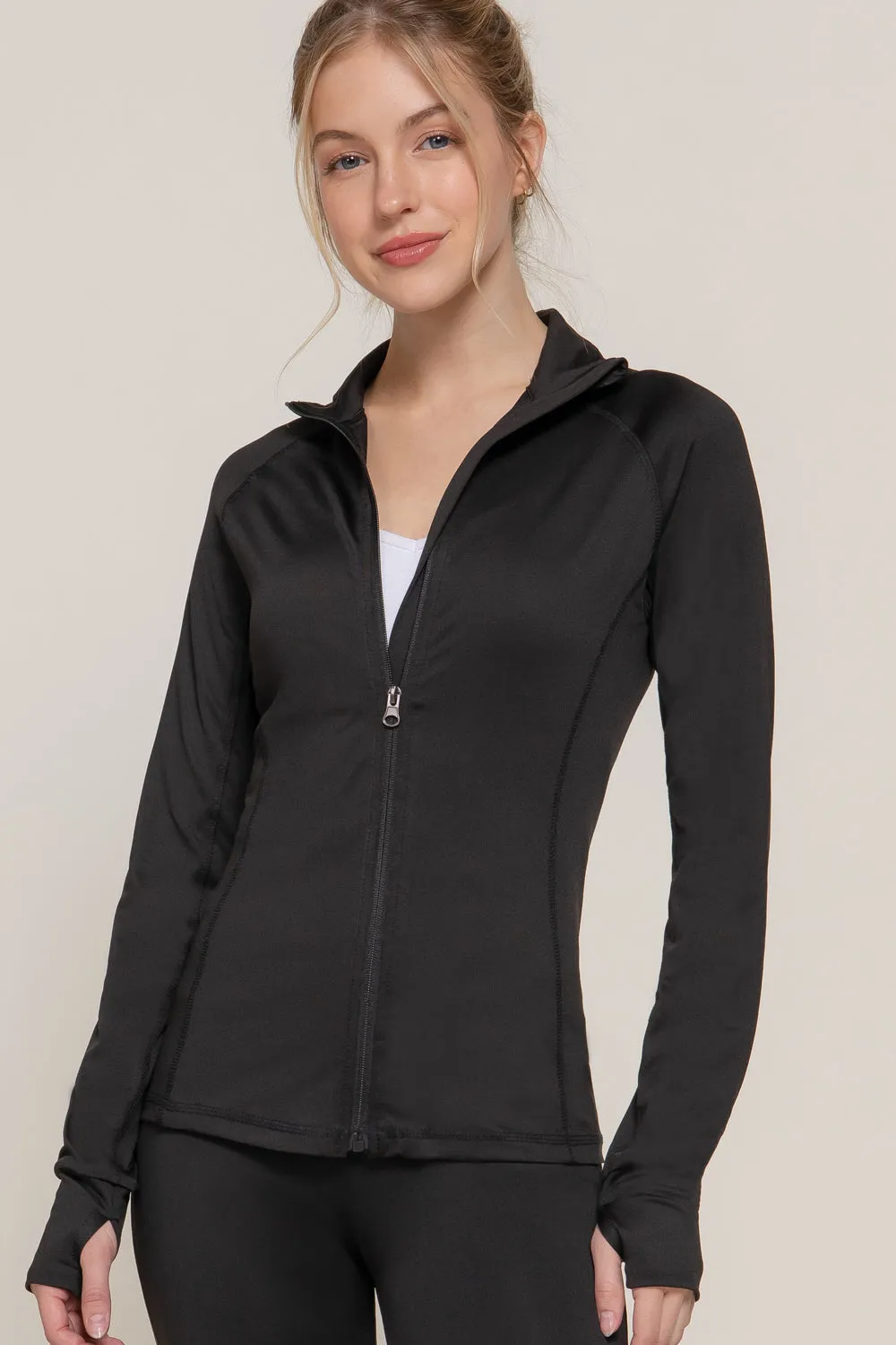 Khanomak Women's Long Sleeve Zip Up Athletic Wear Sweater Work Out Jacket