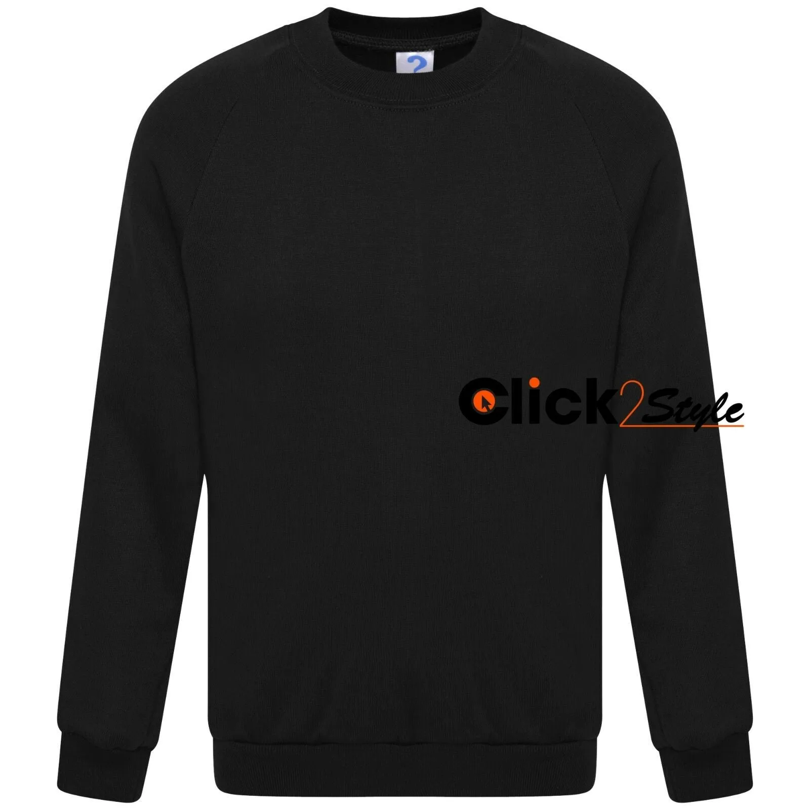 Kids Children Unisex School Uniform Plain Fleece Sweat Jumper Pullover -Black