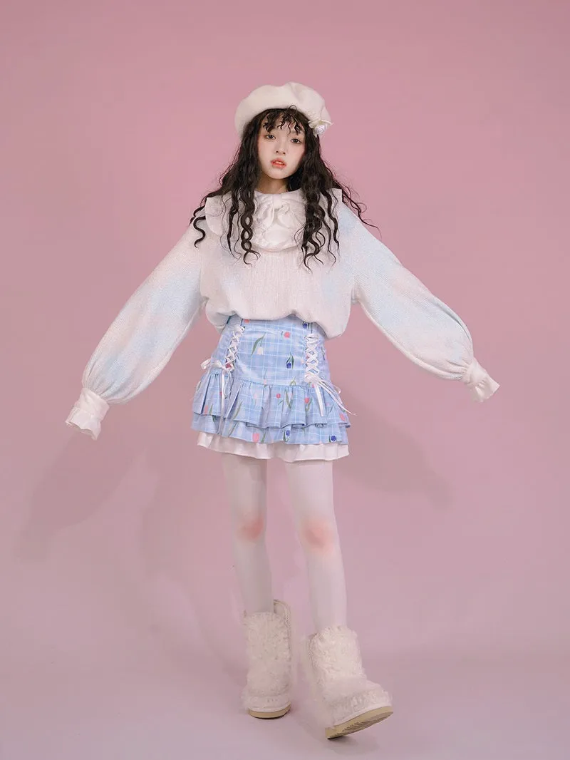 Lace-up Unique Layered Tiered Pop Skirt