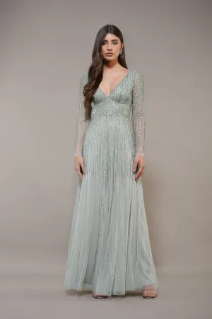 Laura Embellished Maxi Dress in Sage Green