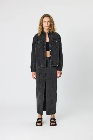 LAYLA DENIM SKIRT - BLACK