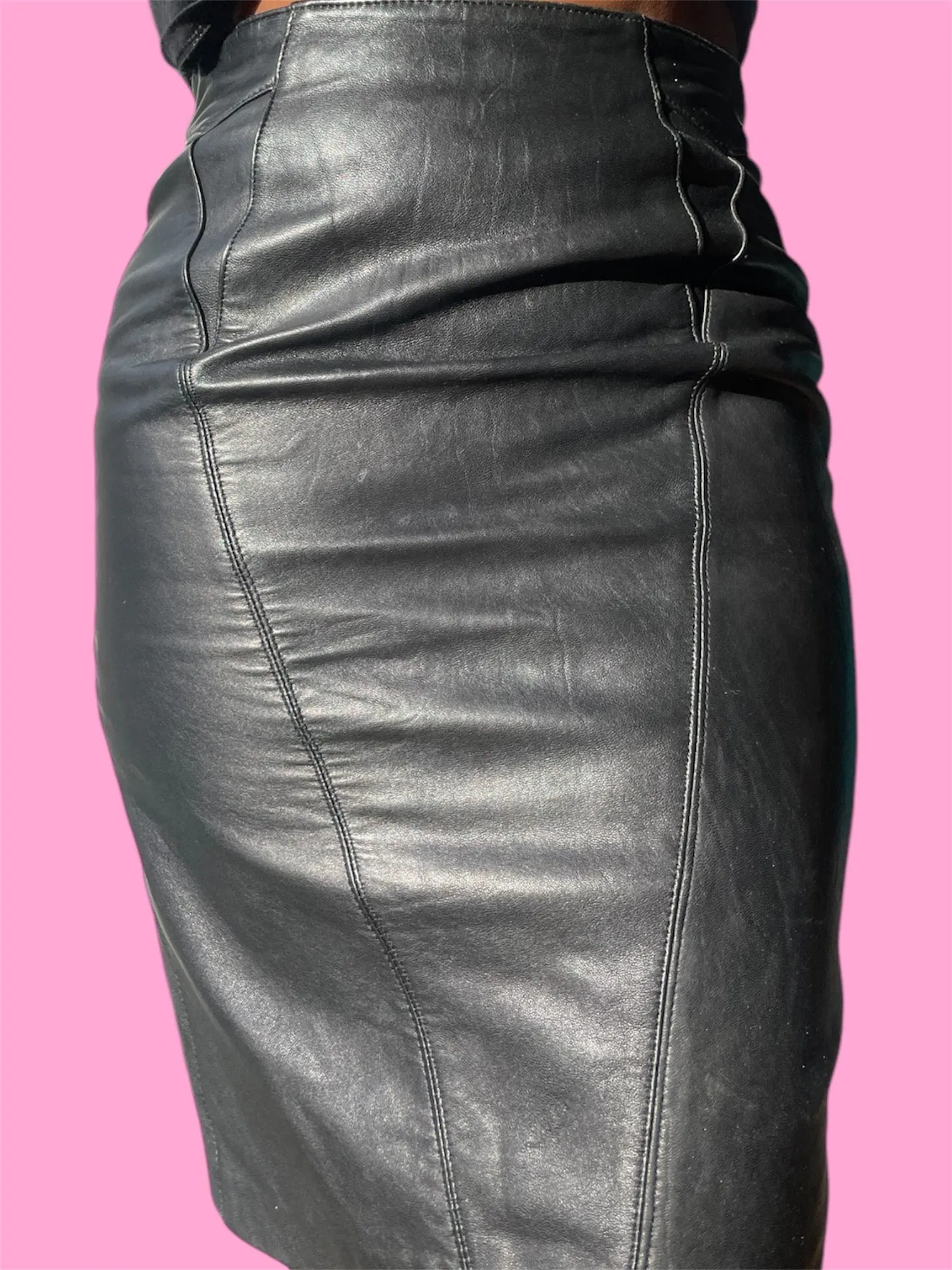 Leather pencil skirt