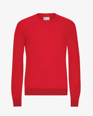 Light Merino Wool Crew - Scarlet Red