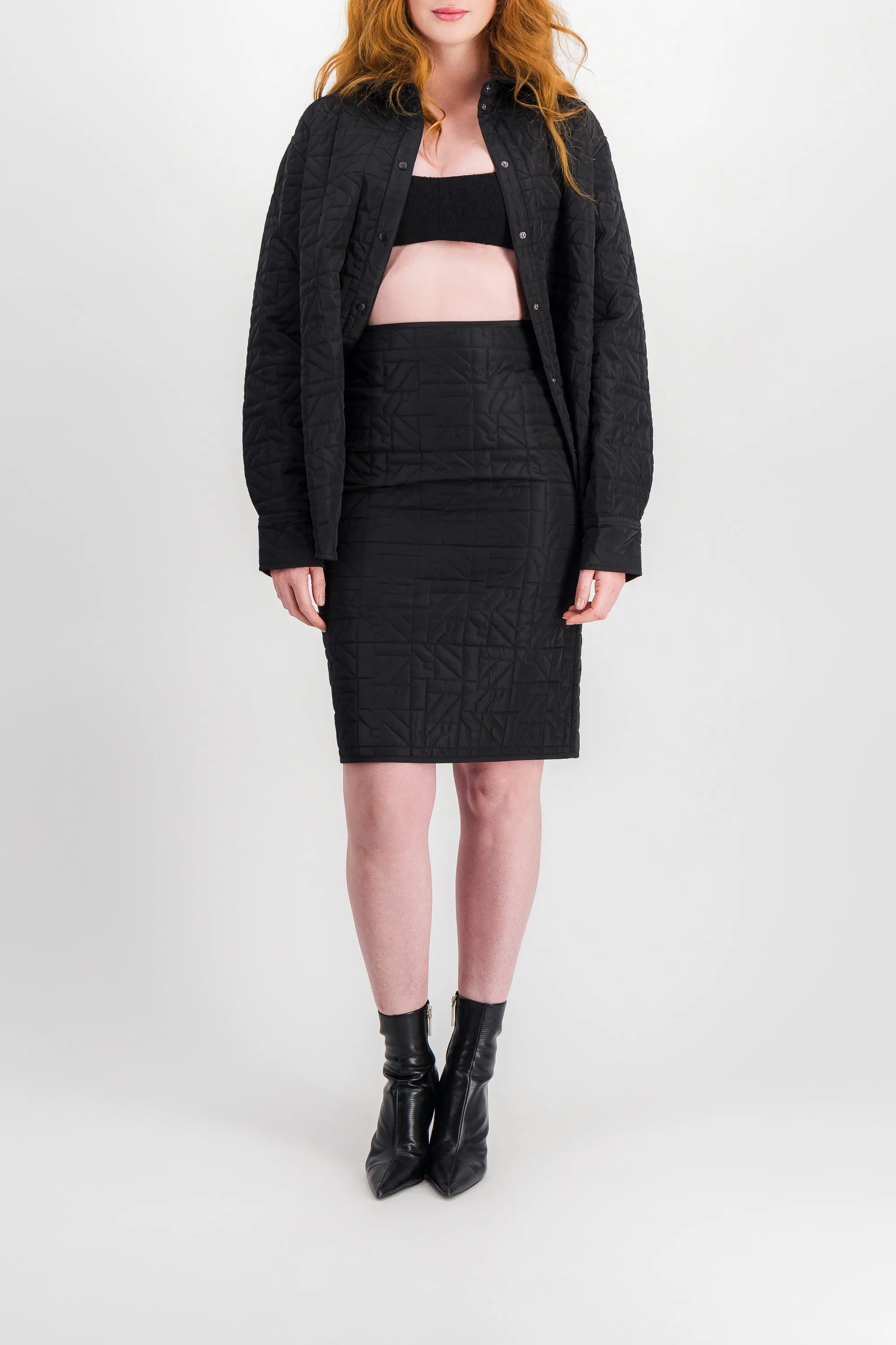 Logo quilted mini skirt