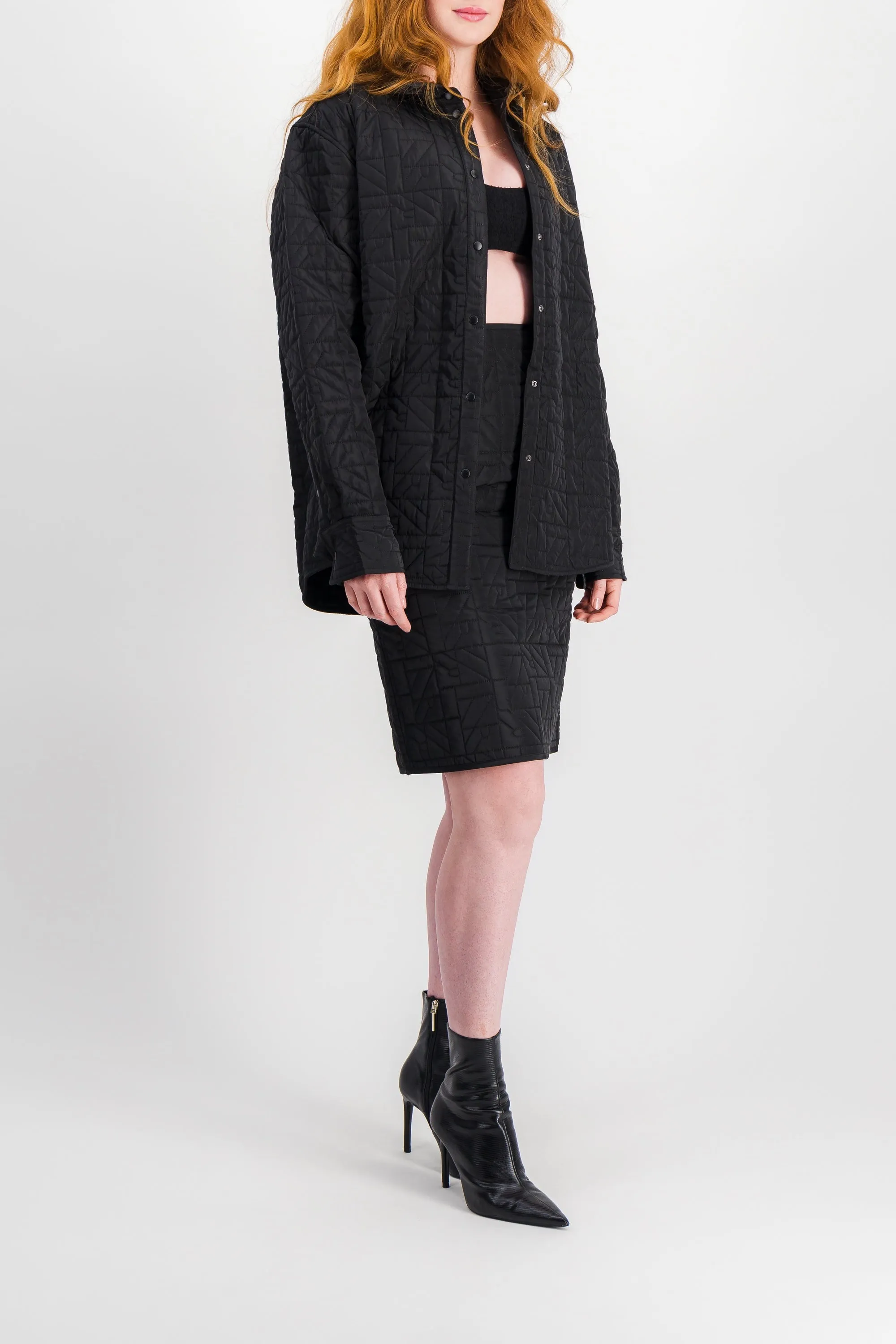 Logo quilted mini skirt