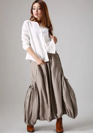 Long skirt women's linen skirt maxi skirt in grey (866)