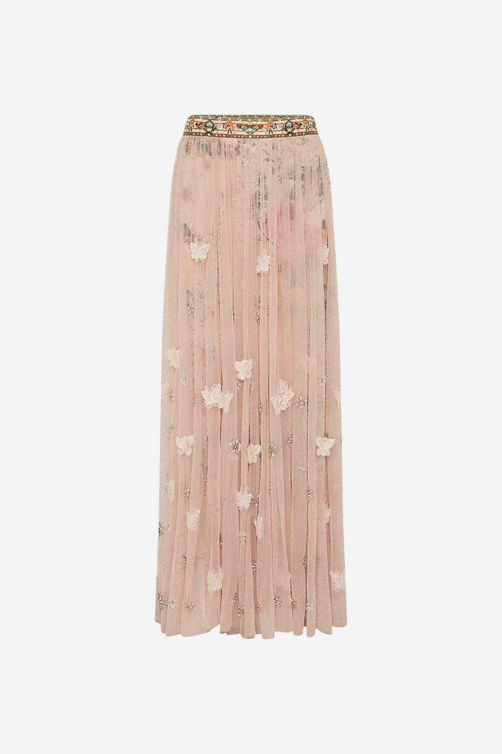 LONG TULLE SKIRT WITH 3D LACE & FLOWERS ROSE GARDEN REVOLUTION