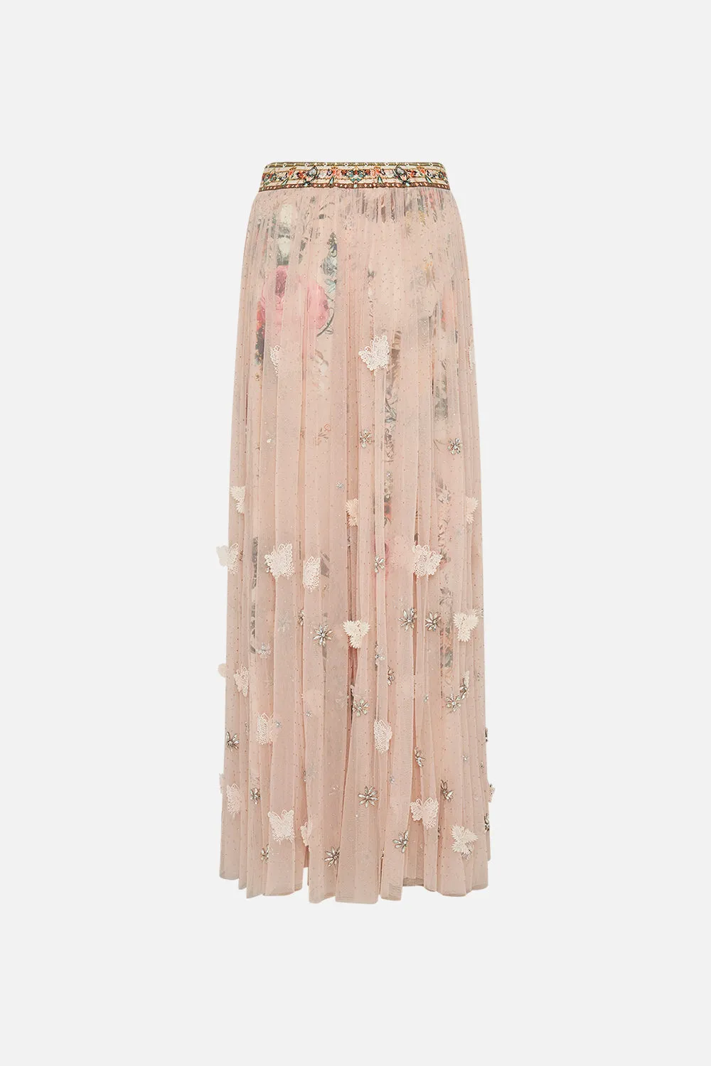 LONG TULLE SKIRT WITH 3D LACE & FLOWERS ROSE GARDEN REVOLUTION