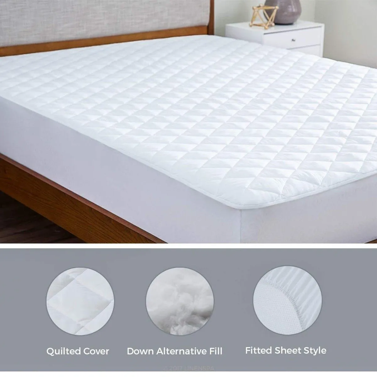 Lux Decor Collection Quilted Fitted Fully Cover Mattress Topper