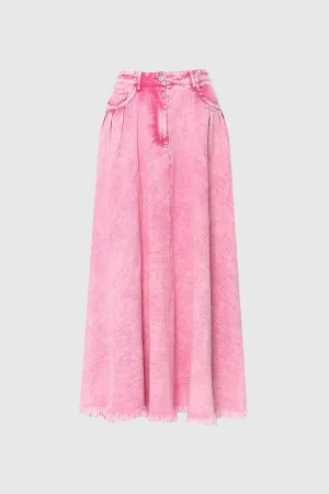 Maxi Denim Skirt In Pink