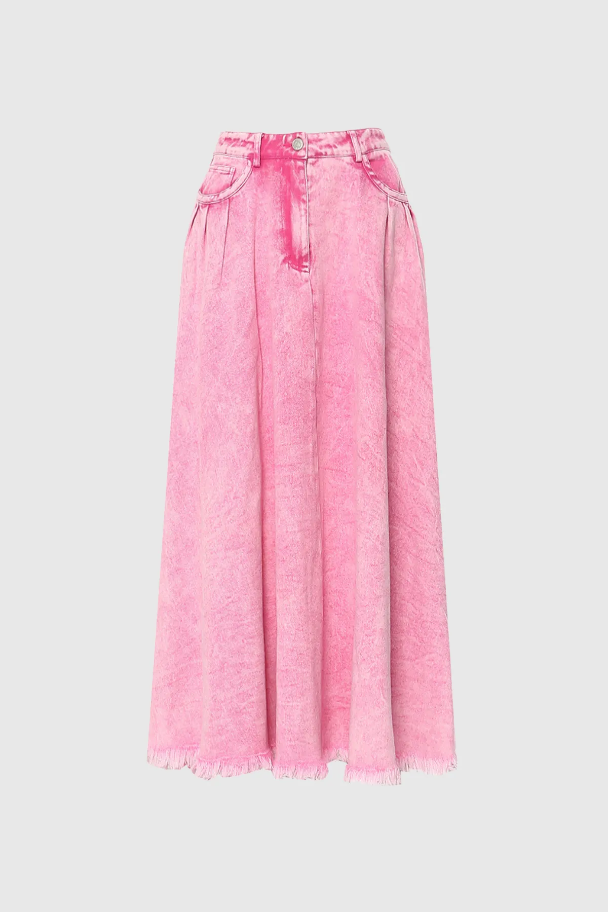 Maxi Denim Skirt In Pink