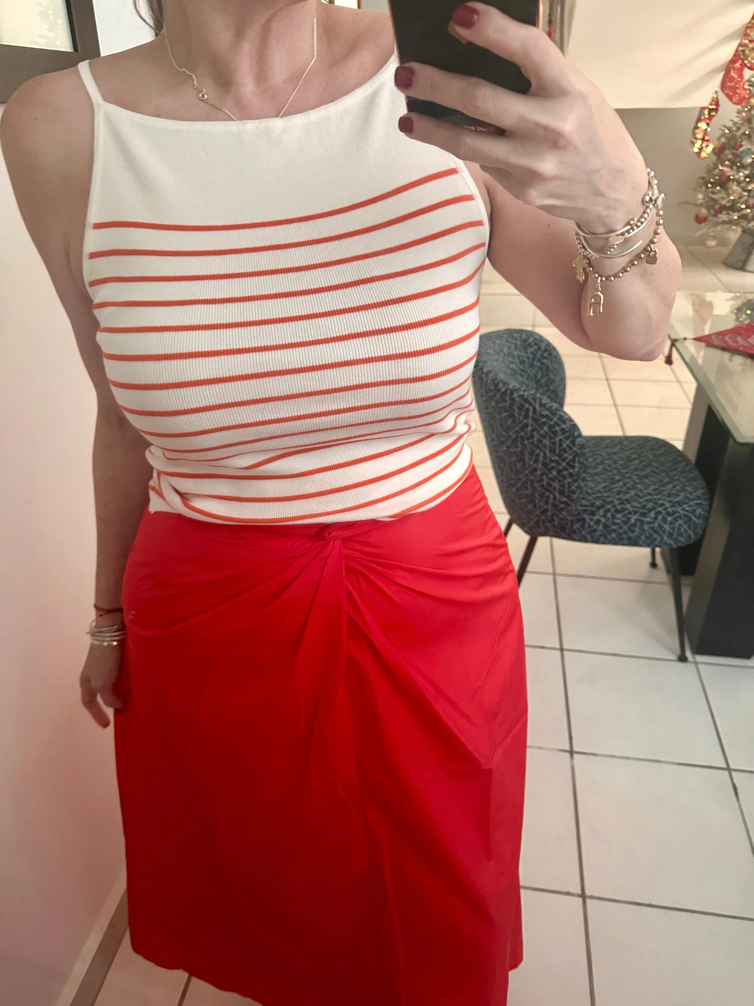 Maxi Orange Poplin Skirt