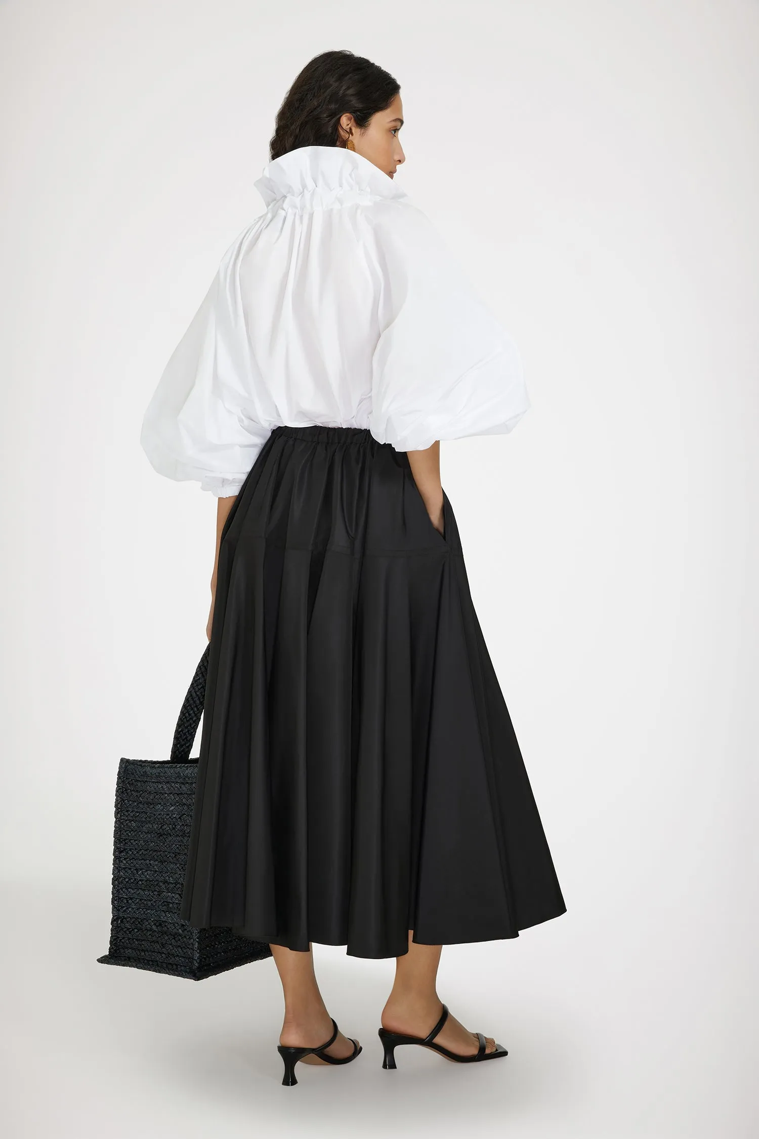 Maxi skirt in recycled faille