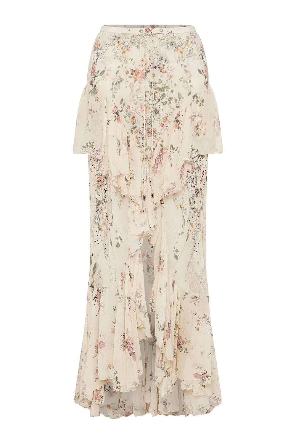 MAXI SKIRT WITH DOUBLE FRILL PHOENIX FLOWER