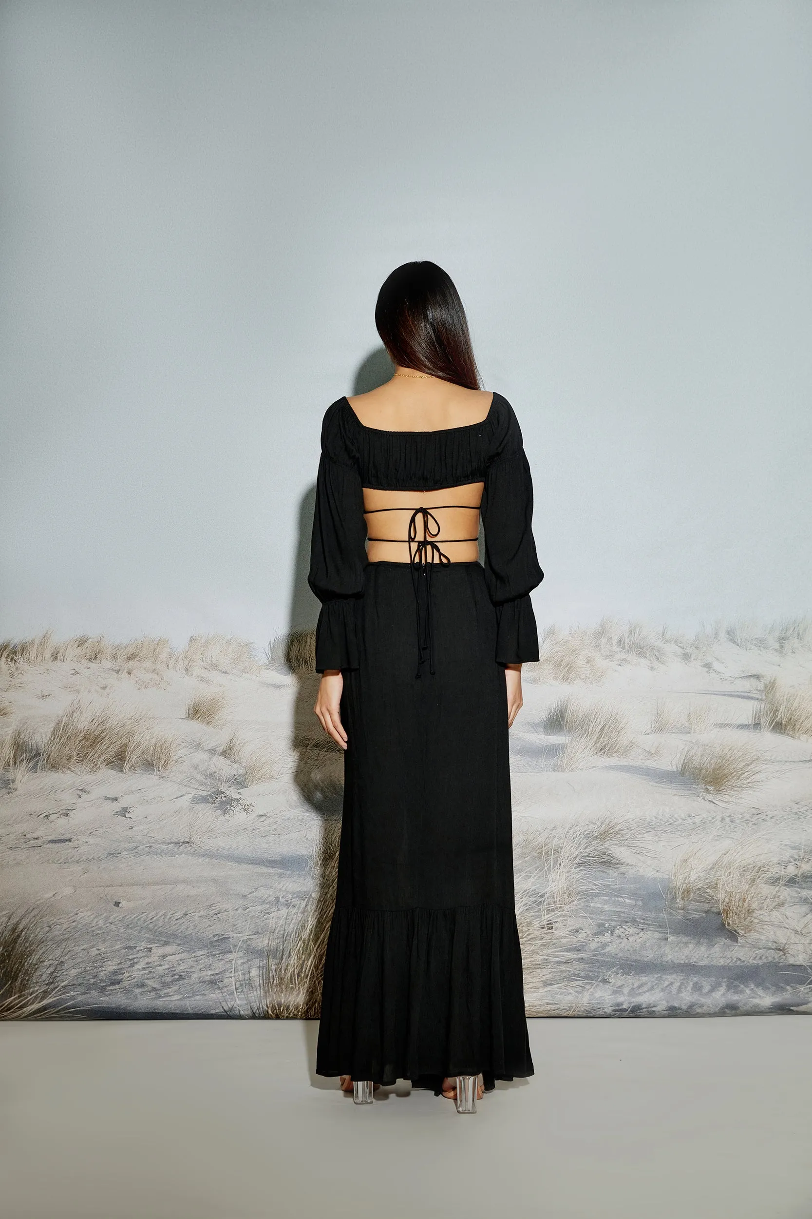 Maxi Skirt with Drawstring Detail