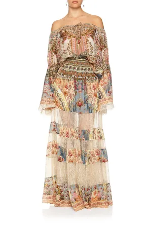 MAXI SKIRT WITH LACE INSERTS JEANNE QUEEN