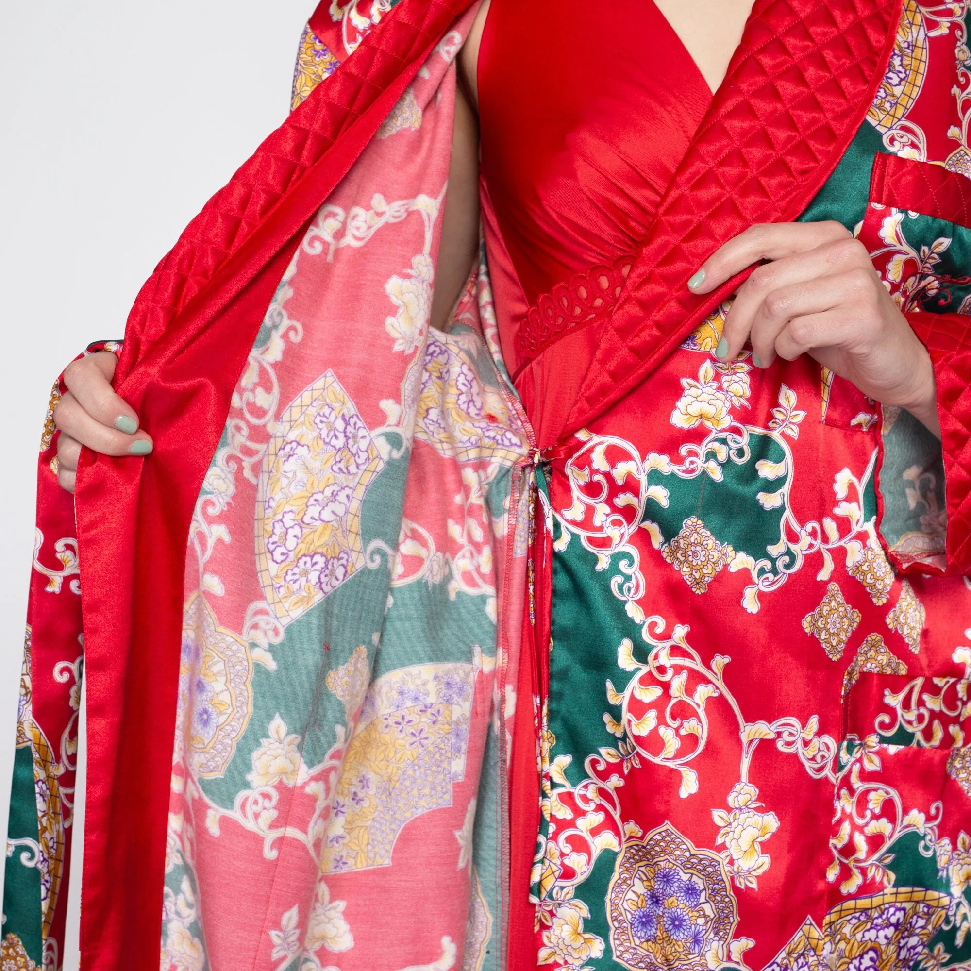 Med-Lrg 90s Victoria's Secret Red Quilted Satin Christmas Robe
