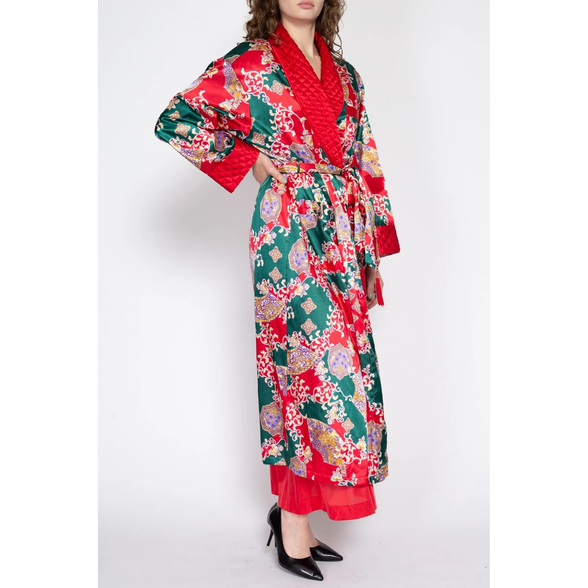 Med-Lrg 90s Victoria's Secret Red Quilted Satin Christmas Robe