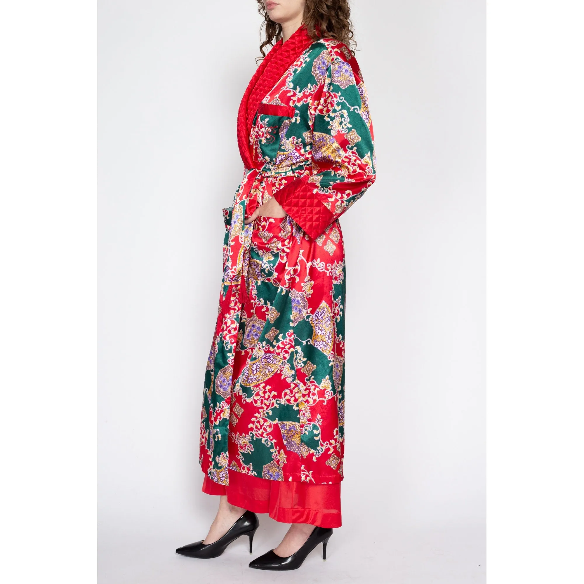 Med-Lrg 90s Victoria's Secret Red Quilted Satin Christmas Robe