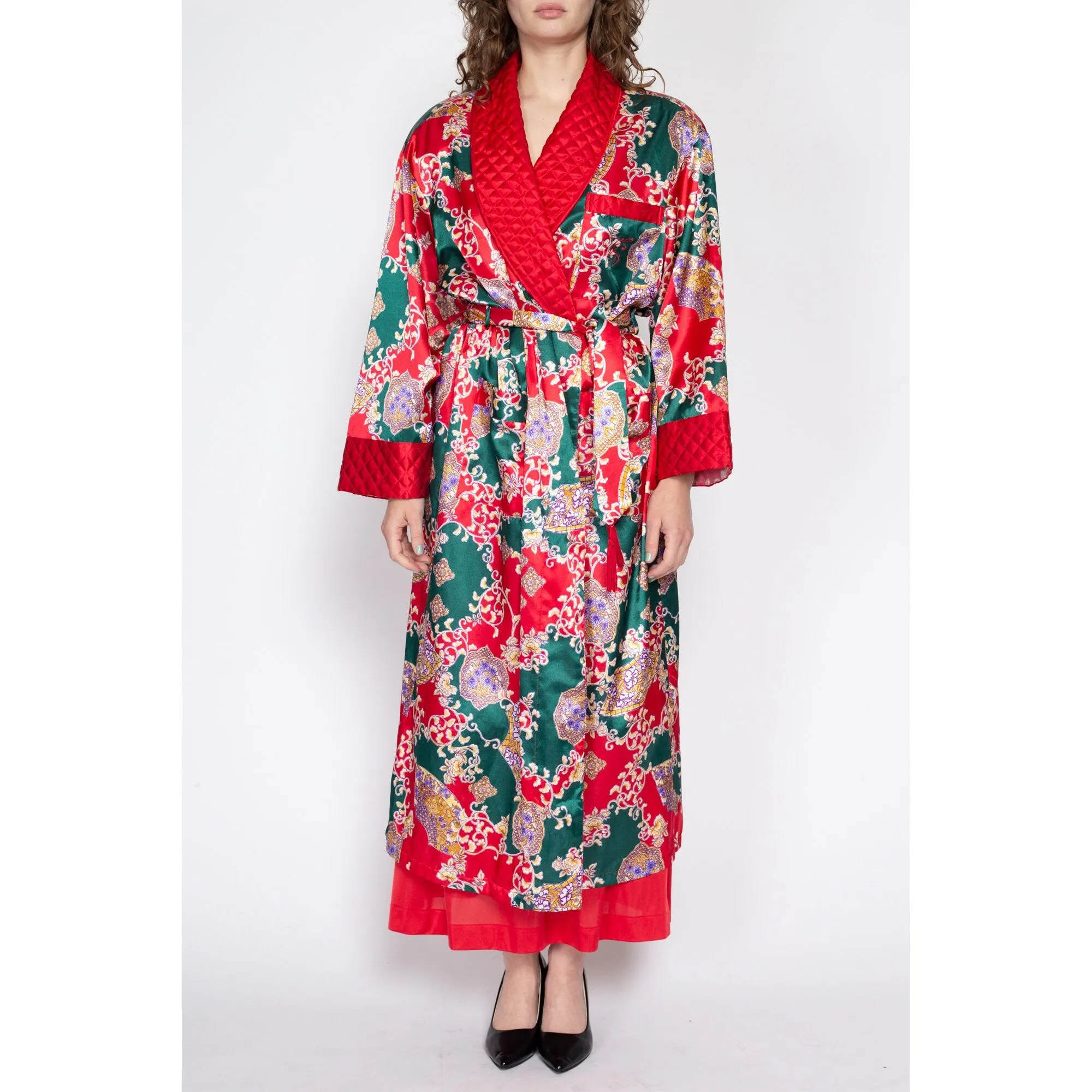 Med-Lrg 90s Victoria's Secret Red Quilted Satin Christmas Robe