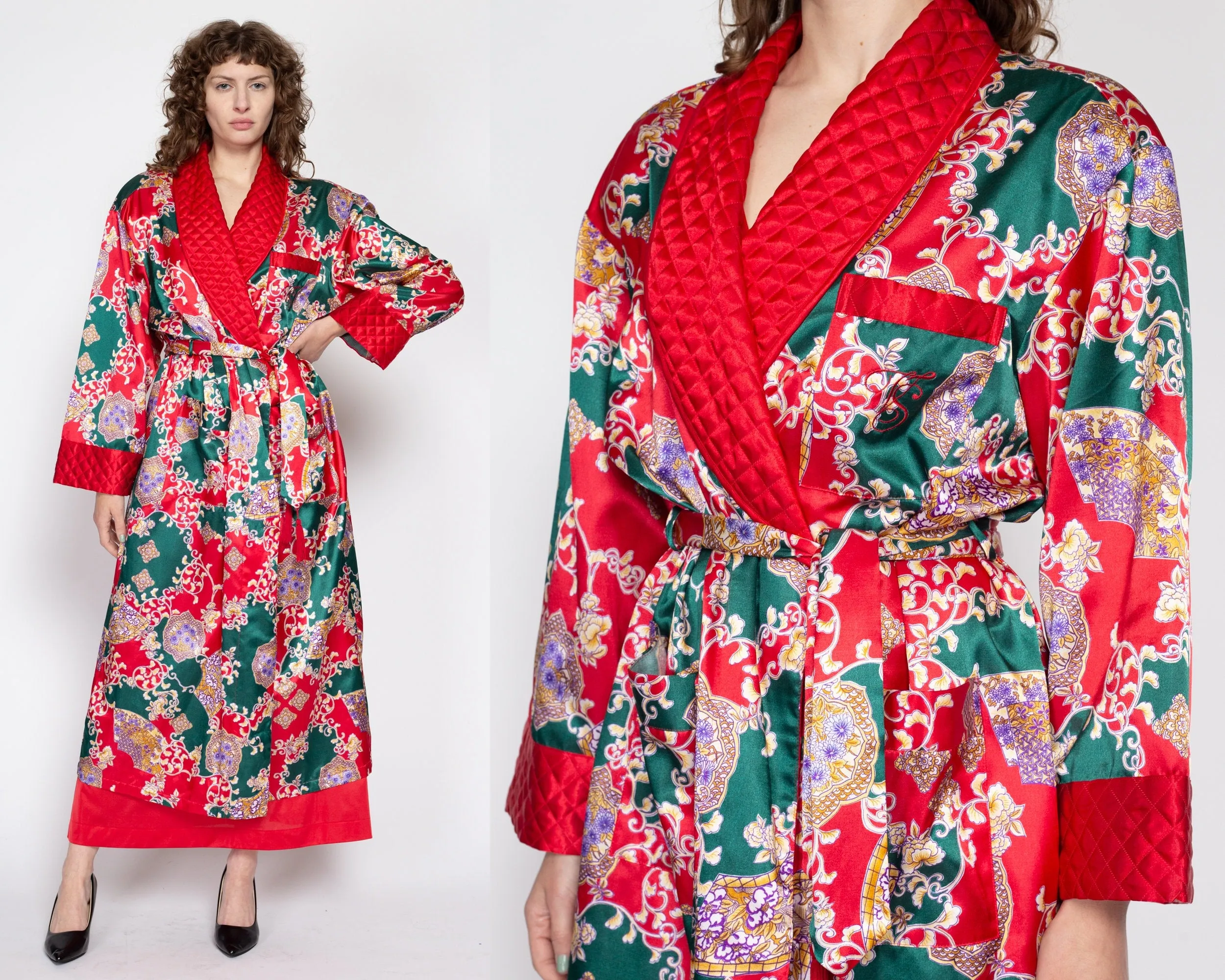 Med-Lrg 90s Victoria's Secret Red Quilted Satin Christmas Robe