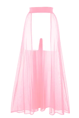 MESH MAXI SKIRT / Cover-up Long Festivals Skirt / RESORT SKIRT BABY PINK