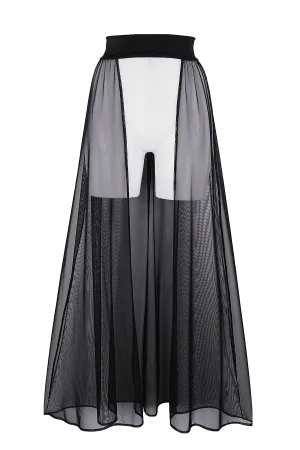 Mesh Maxi Skirt Cover-up / RESORT SKIRT BLACK
