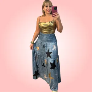 Metallic Stars Maxi Skirt