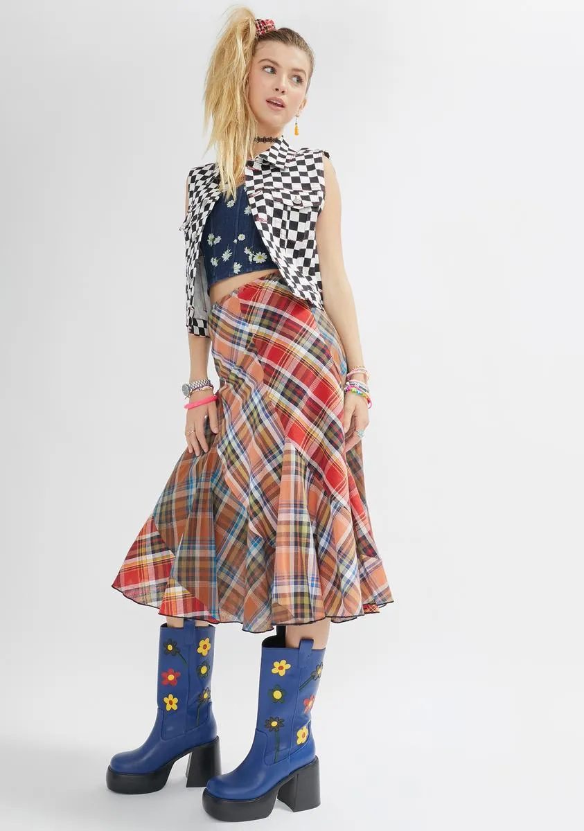 Mix Of Magic Plaid Maxi Skirt
