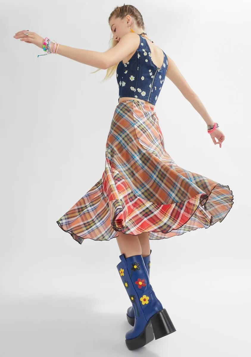 Mix Of Magic Plaid Maxi Skirt