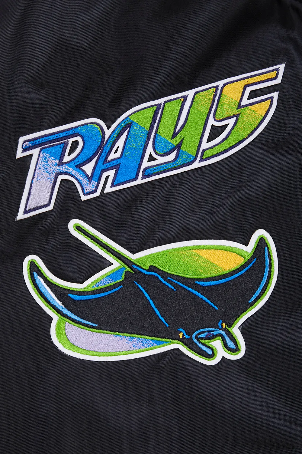 MLB TAMPA DEVIL RAYS RETRO CLASSIC MEN'S RIB SATIN JACKET (BLACK)